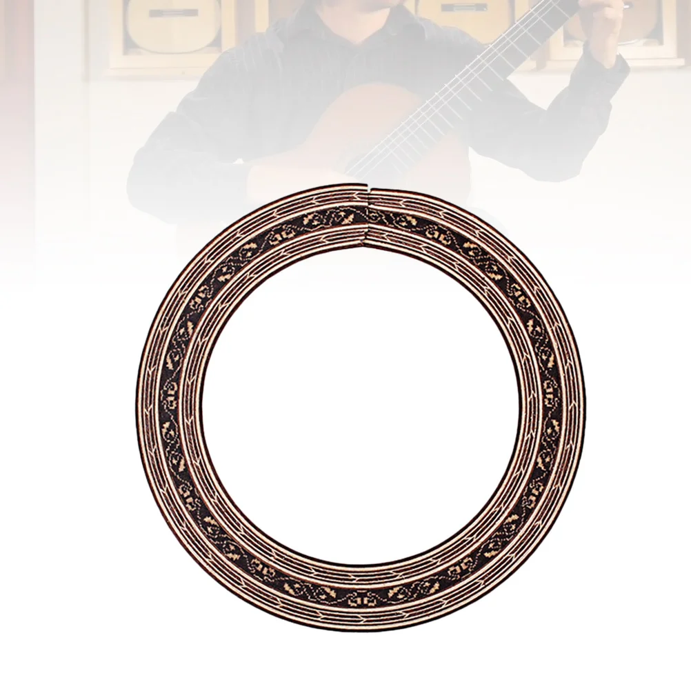 

Rosewood Guitar Sound Hole Curved Strips Rosette Inlay Laminated 88mm Easy Apply Removable Decals for Electric Guitar Bass