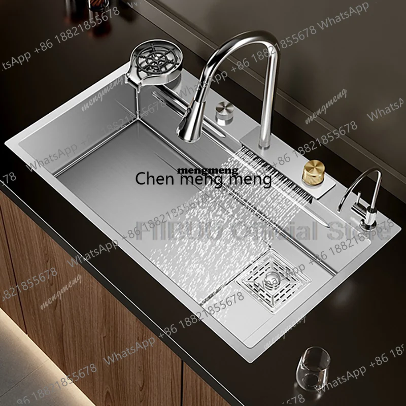 

Multifunctional Large Capacity kitchen Sink 304 Stainless Steel Single Bowl Thickened Handmade Basin Multiple With Accessories