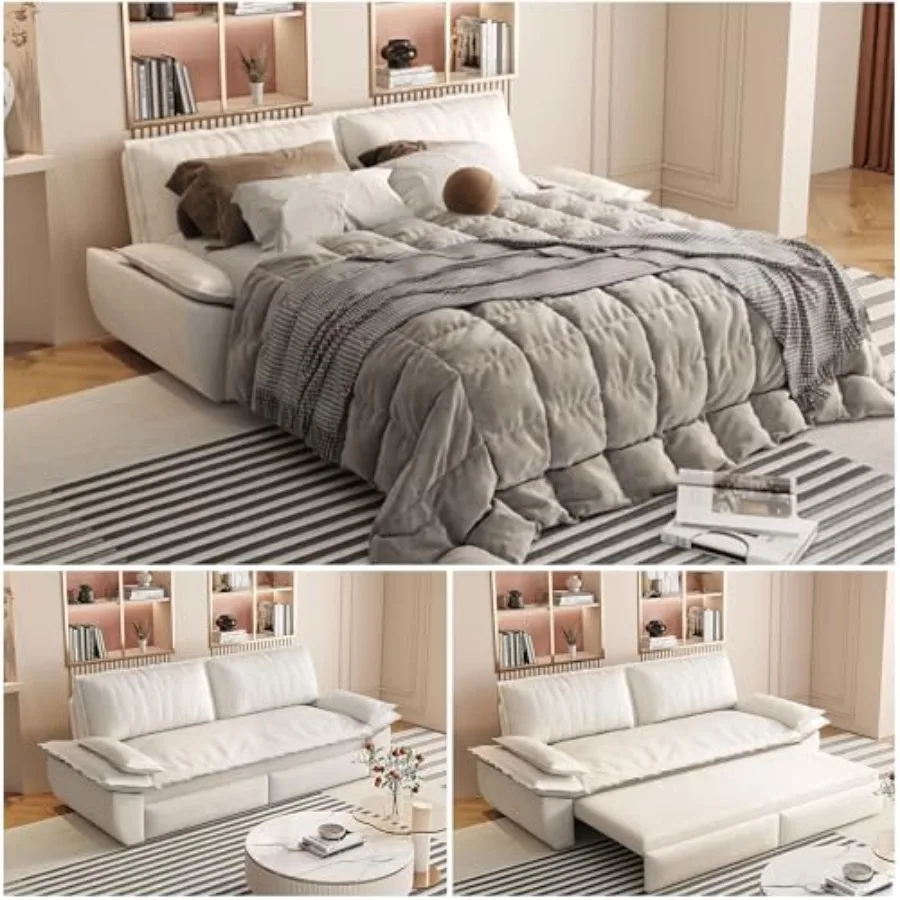 

73.2" Bed, 3-in-1 Convertible Sleeper, Velvet Loveseat for Living Room, Apartment, Bedroom Small Spaces, Mattress and Bedding N