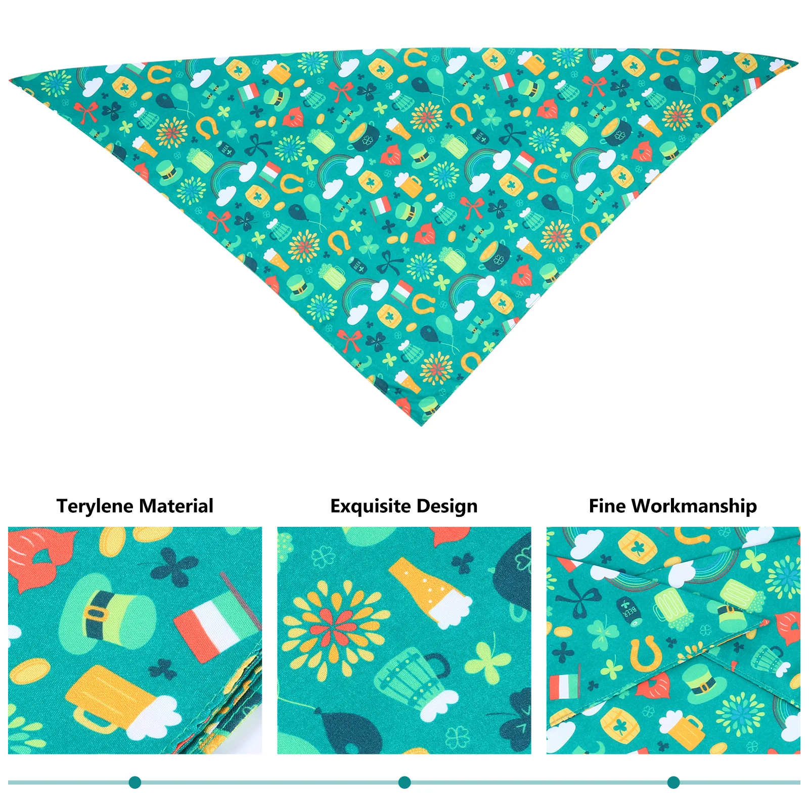 

1Pcs Pet Bib Triangle Soft Durable Clover Print Dog Bandana Scarf for Holiday Costume St Patrick's Day Party Pet Bib