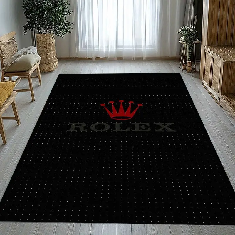 Retro Watch Logo R-Rolex Soft Non-Slip Large Area Rug for Living Room,Bedroom Playroom Carpet Mat for Sofa,Home Decor Gift