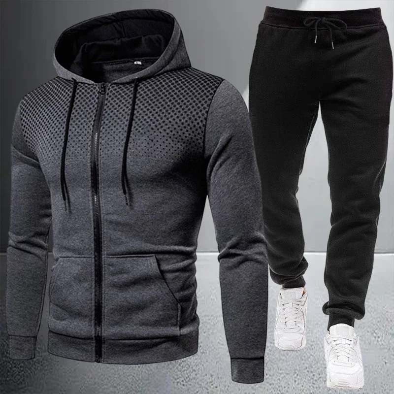 Autumn Winter High-end Men's Jacket Tracksuit Casual Zipper Hooded Sweatshirts Coat Sports Jogging Clothing Outdoors Streetwear - view 4