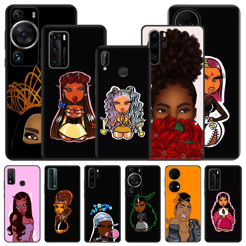 Phone Case For Motorola G200 One Fusion G30 G31 Huawei P20 P30 P40 Lite P-Smart iphone6 African Black Girl Matte Soft Cover