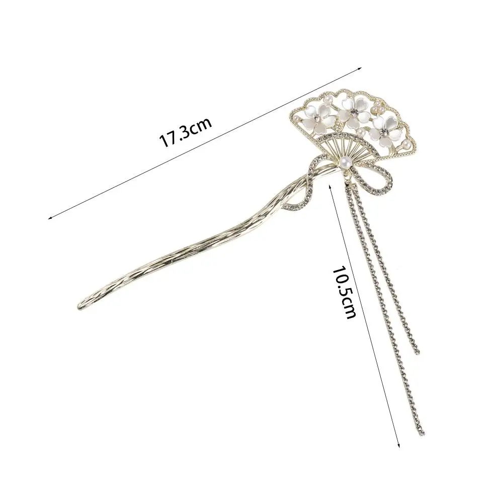 Chinese Style Tassel Headdress Ancient Fan Fringe Hairpin Antique Style Stick Hanfu Step Shake Retro Temperament Hairpin