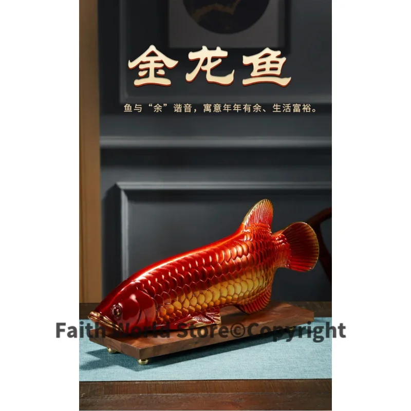 Comapany Home SHOP BAR Club high grade decorative art ZHAO CAI Good luck fortune golden dragon fishes Arowana brass Sculpture