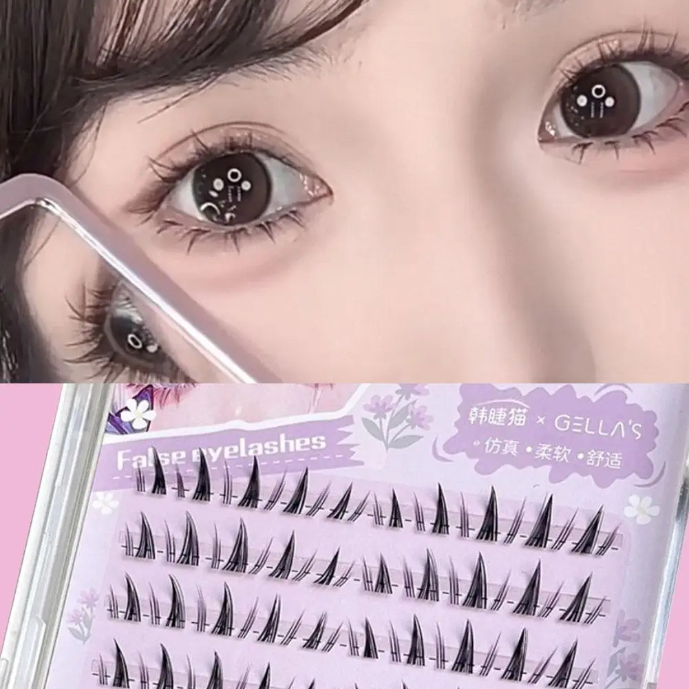 Natural diy extensão de cílios mangá estilo coreano diy em forma de w cluster cílios segmentados para maquiagem dos olhos cílios suprimentos