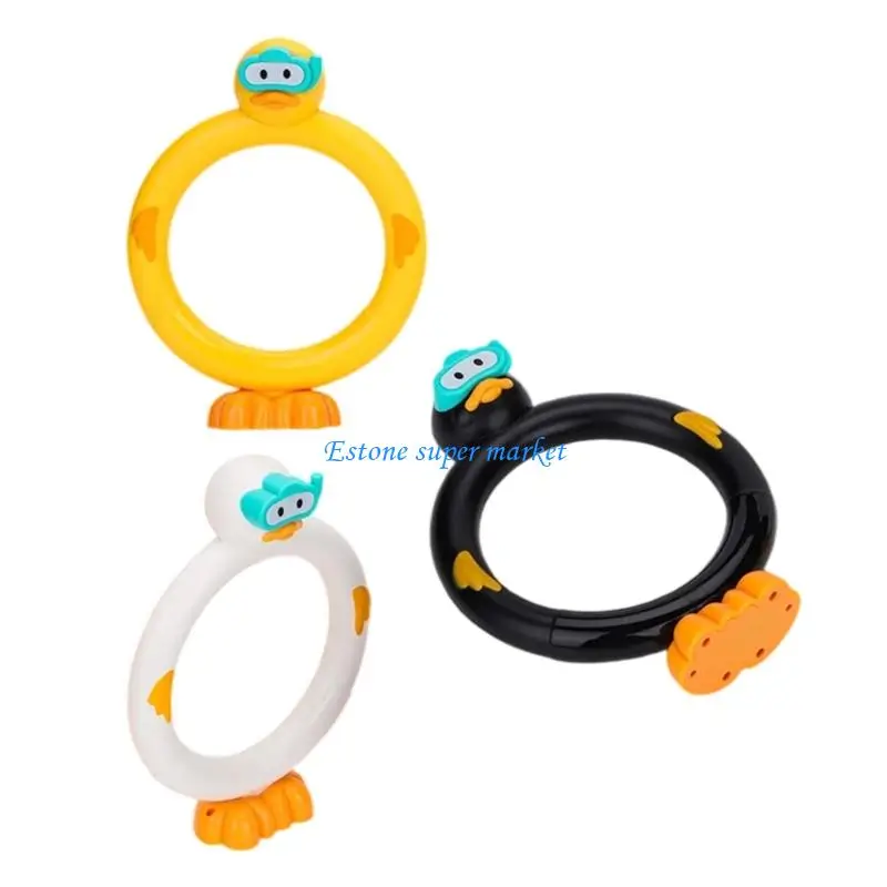 090B 3PCS Cartoon Duck Dive Rings Toy Toy Ricking Pool Toy for Underwater Breath Holding Training and Swimming Skill Development