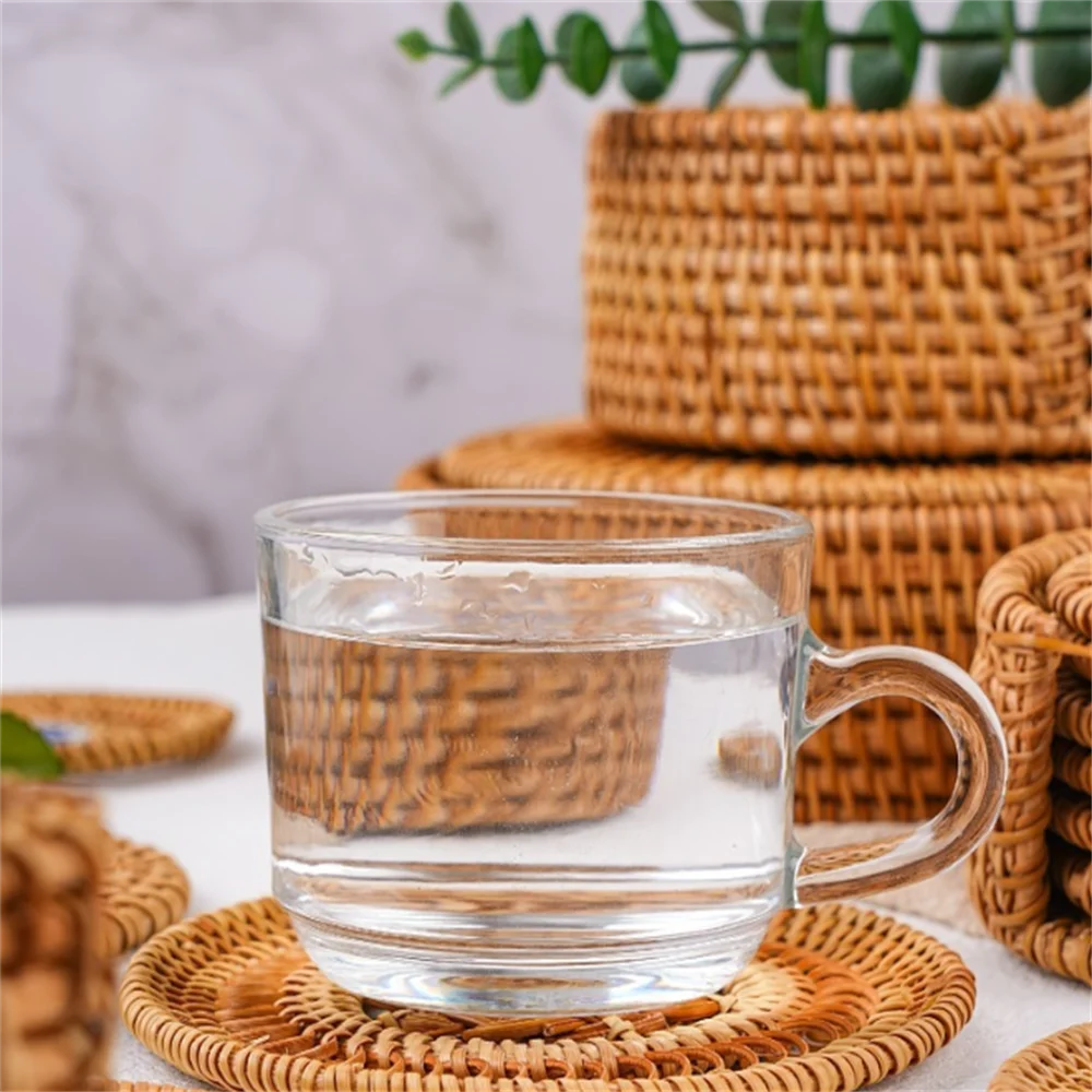 

2023 Fashion Autumn Rattan Woven Tea Set Accessories Heat Insulation Bowl Cup Mats For Hotel Restaurant Home Table Protection