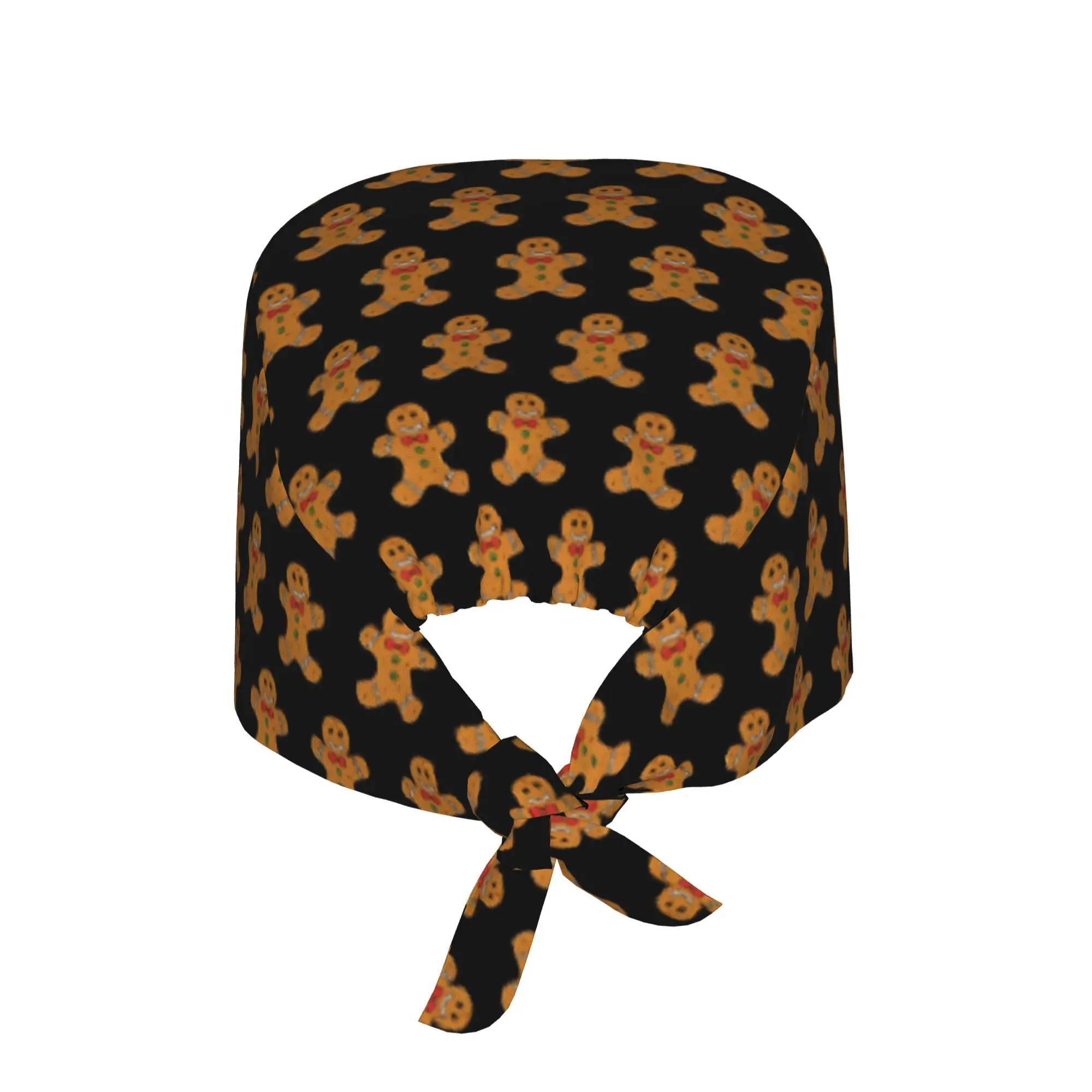 Adjustable Christmas Gingerbread for Man Work Cap - Lightweight, Dust-Proof, Lace-Up Design with Festive Gingerbread Patterns, P