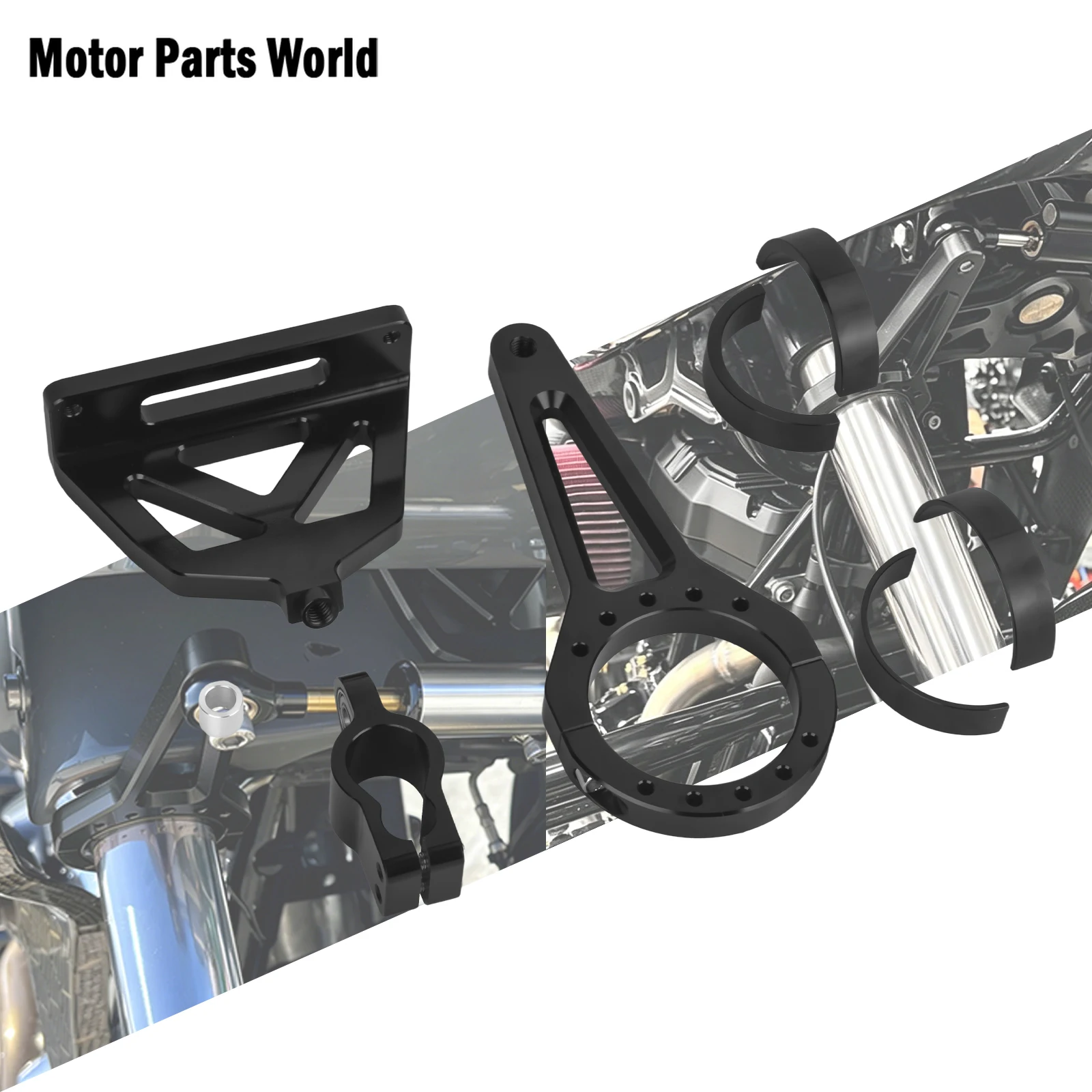 Motorcycle Steering Damper Bracket Black Shock Absorber Kit 54mm/58mm/49mm Suspension Parts For Harley Touring Road Glide 15-UP