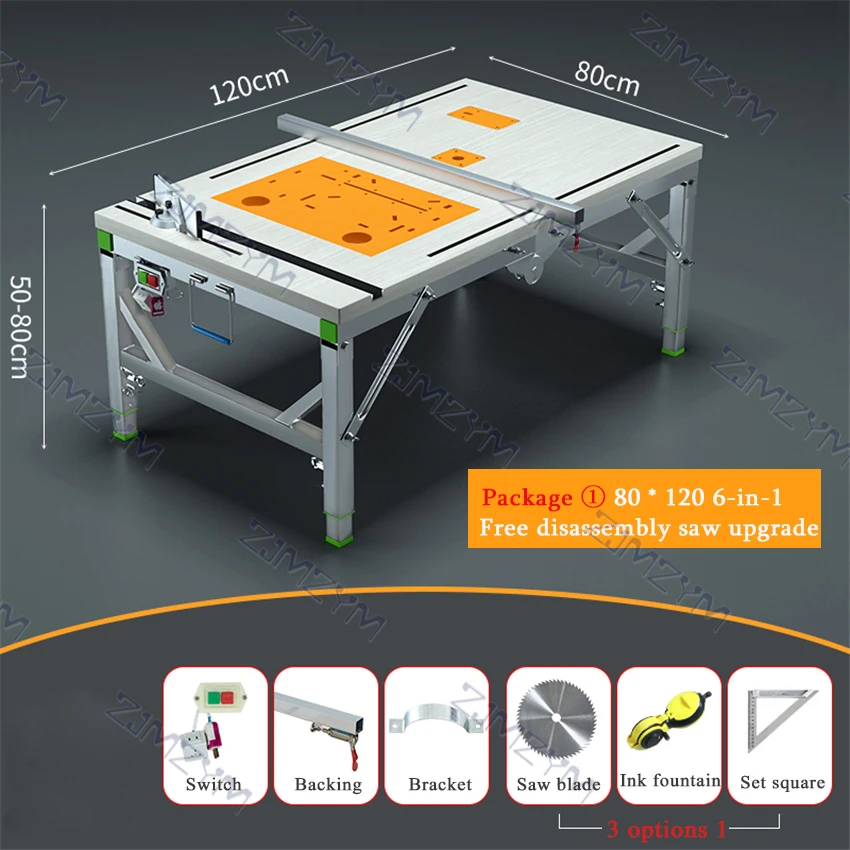 Établi de travail de calcul multifonctionnel, table de scie de travail de calcul, table de scie de levage pliante portable, décoration de bricolage