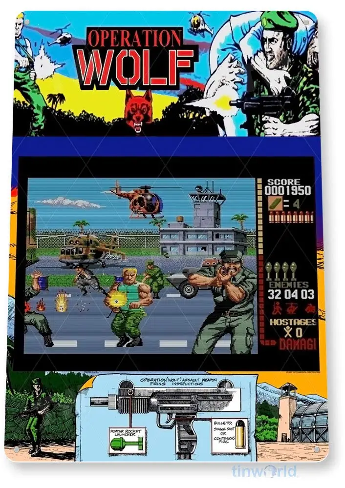 Wenyisign Operation Wolf Arcade Shop Game Room Marquee Console Wall Decor - 8X12 Tin Metal Sign