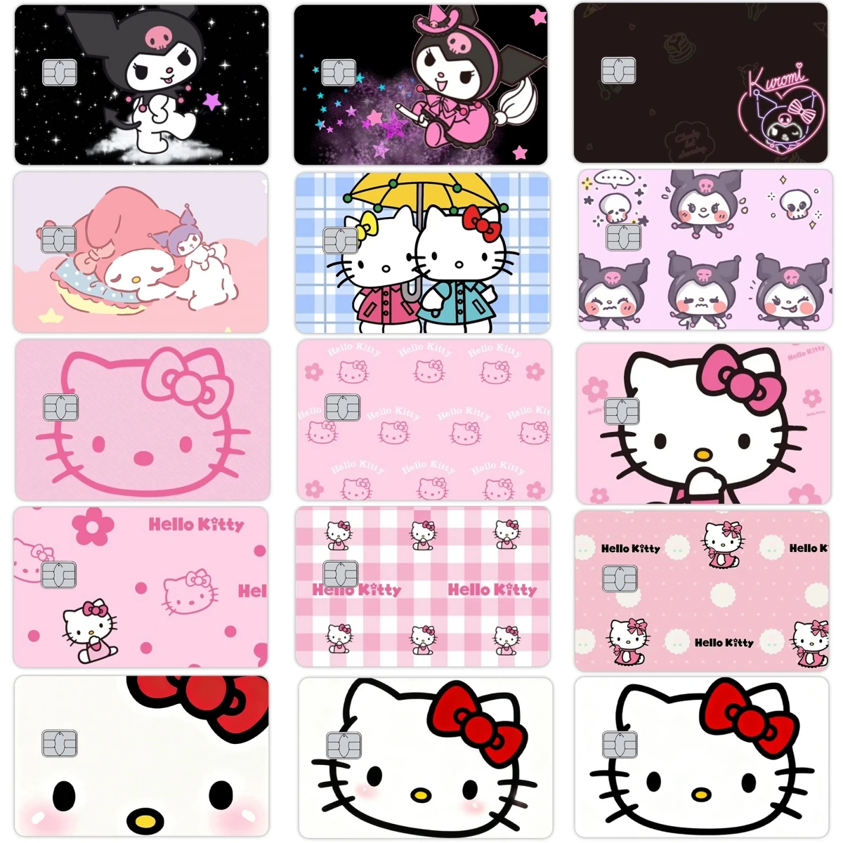 

Diy Kuromi My Melody Hello Kitty Cartoon Cute Credit Card Skin Stickers Film Case Front Tape for Debit Bank Bus Card Waterproof