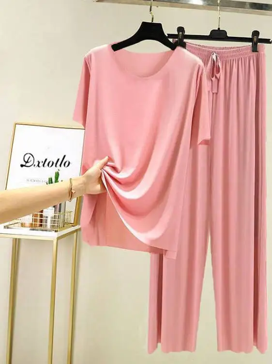 

Ice Silk Loose Fit Thin Summer Home Clothes Sleepwear Sportswear Outerwear for Men And Women Breathable Comfortable Set
