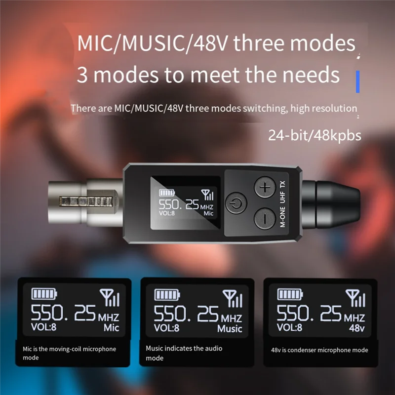 

UHF Wireless Microphone Transmitter Receiver XLR Microphone Wireless System Suitable For 48V Capacitive Microphone Parts
