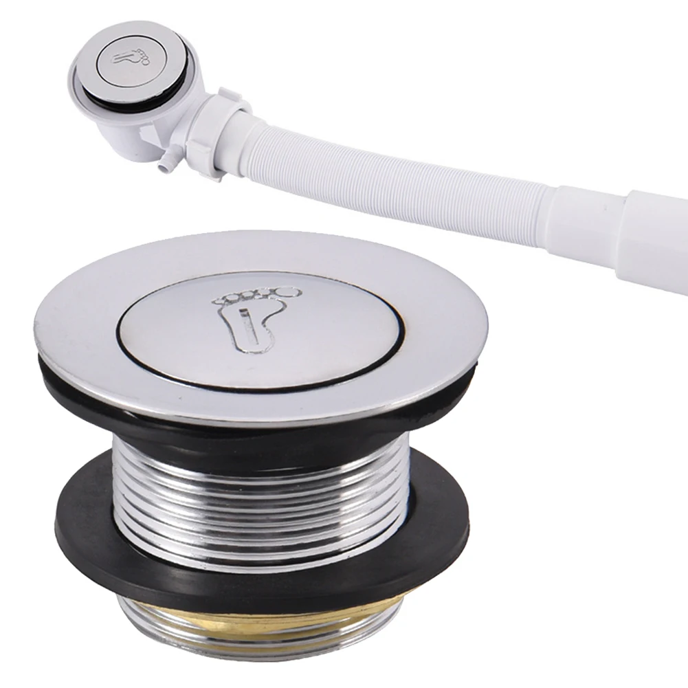 Pop Up Bathtub Waste Drain Plug Basin Waste Drainage Strainer Zine Alloy Sink Press Head Dewatering Device Bathroom Accessories