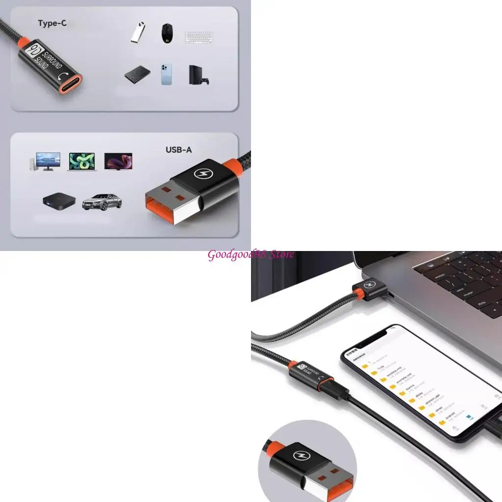 

Charging Data Sync Cable USB A 2.0 Male to Type C Female 5Gbps Data Cord Wire