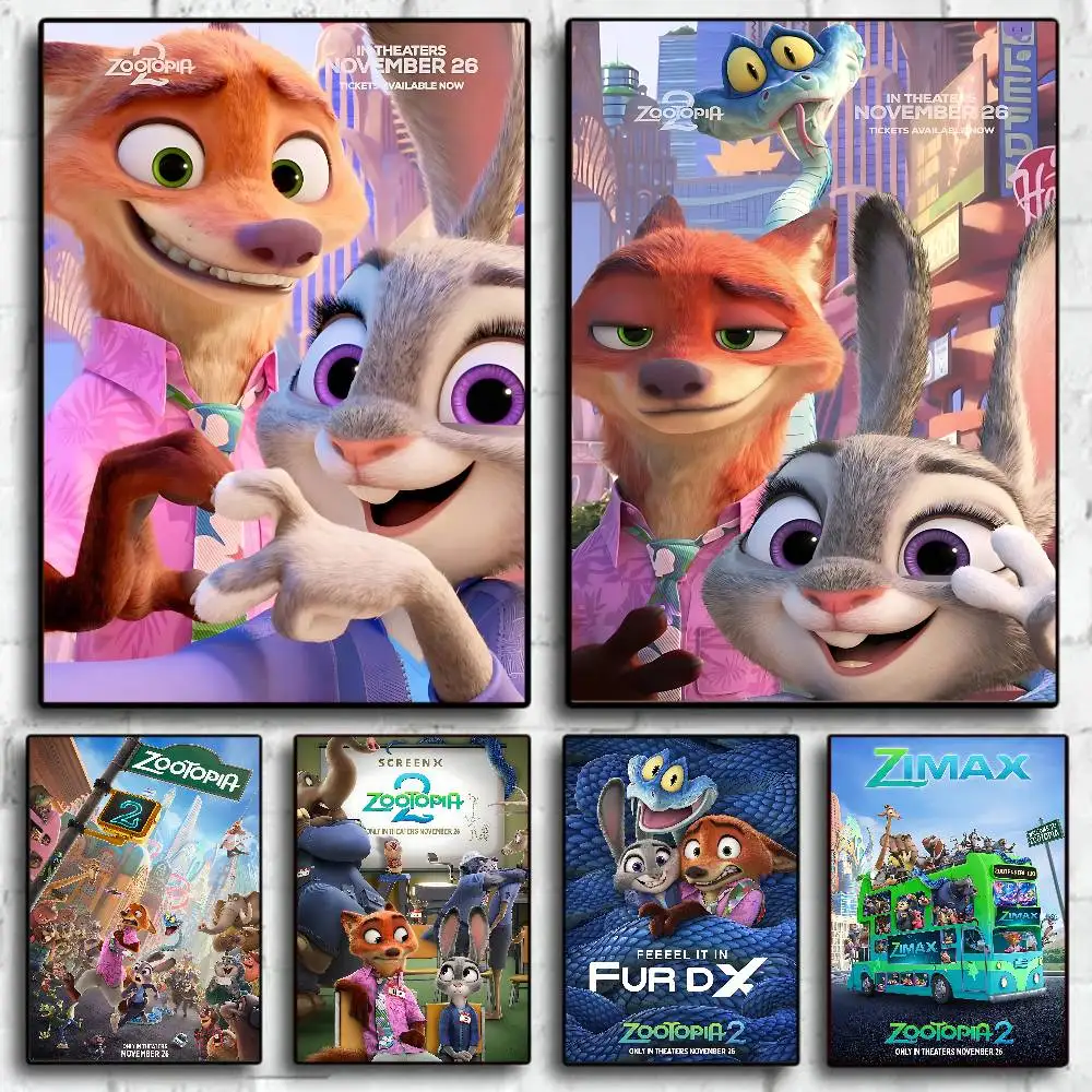 الكرتون Z-Zootopia 2 ملصقات الفيلم الكلاسيكي HD جودة ملصق جدار الفن اللوحة دراسة الشمال ديكور المنزل