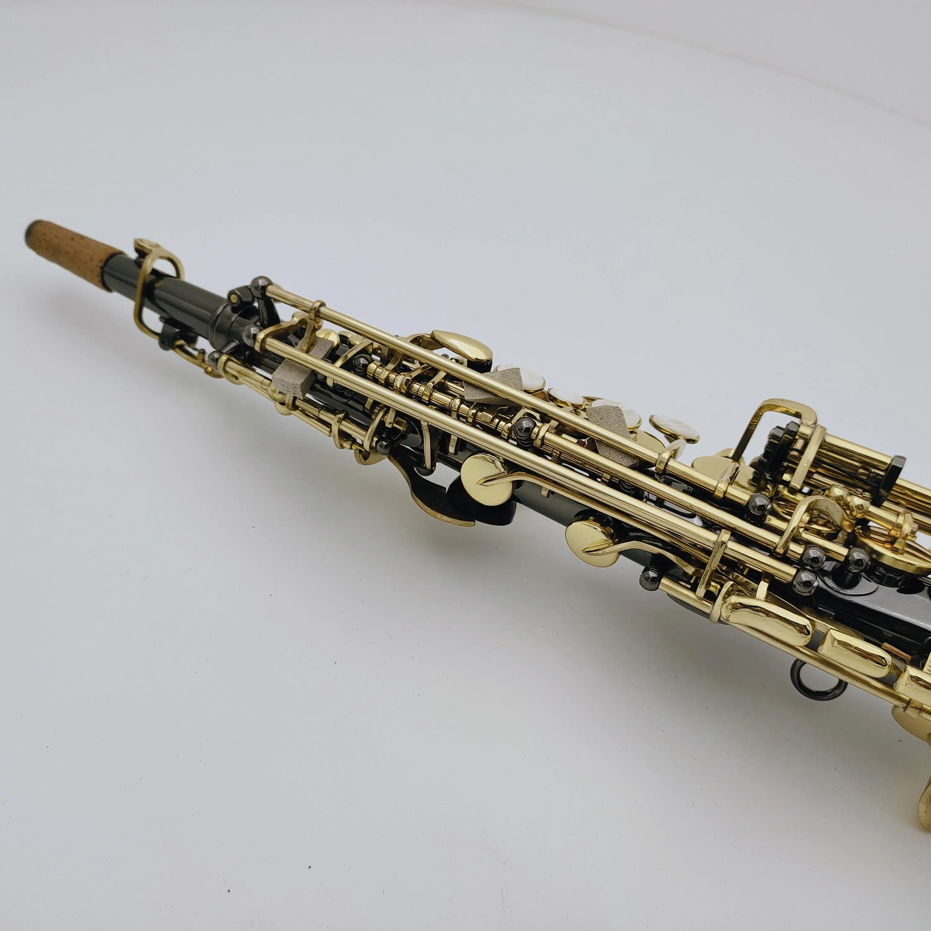 High-end black soprano saxophone B-flat nickel-plated shell button brass professional saxophone woodwind can be customized