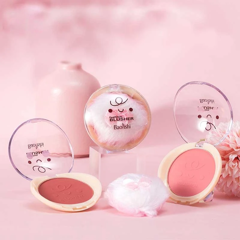 Slightly Drunk Blush Cute Embossed Peach Orange Powder Matte Natural Monochrome Blush Focallure Peach Pink Makeup Face Blush