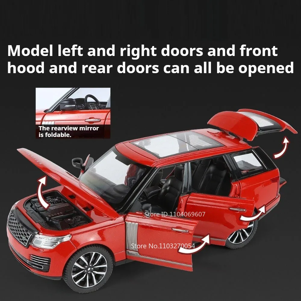 1:24 Range Rover LX600 Diecast Model Alloy Toys Car with Sound Light Pull Back Miniature Vehice Doors Opened Cars Exquisite Gift