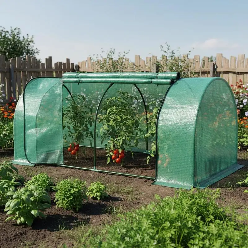 Gartengewächshaus Mini-Gewächshaus Tomatengewächshaus 2 x 1 x 0,8 m Reißverschluss-Tür PE-Plane Stahl Grün