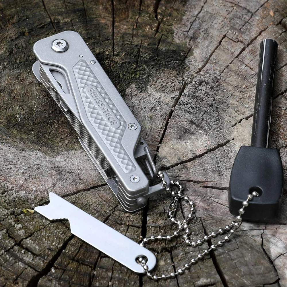 Imagem -06 - Swiss Tech-faca Dobrável Multitool Ferramentas Pocket Edc Chave de Fenda Portátil Sobrevivência ao ar Livre Caminhadas Pesca Facas de Acampamento 13 em 1