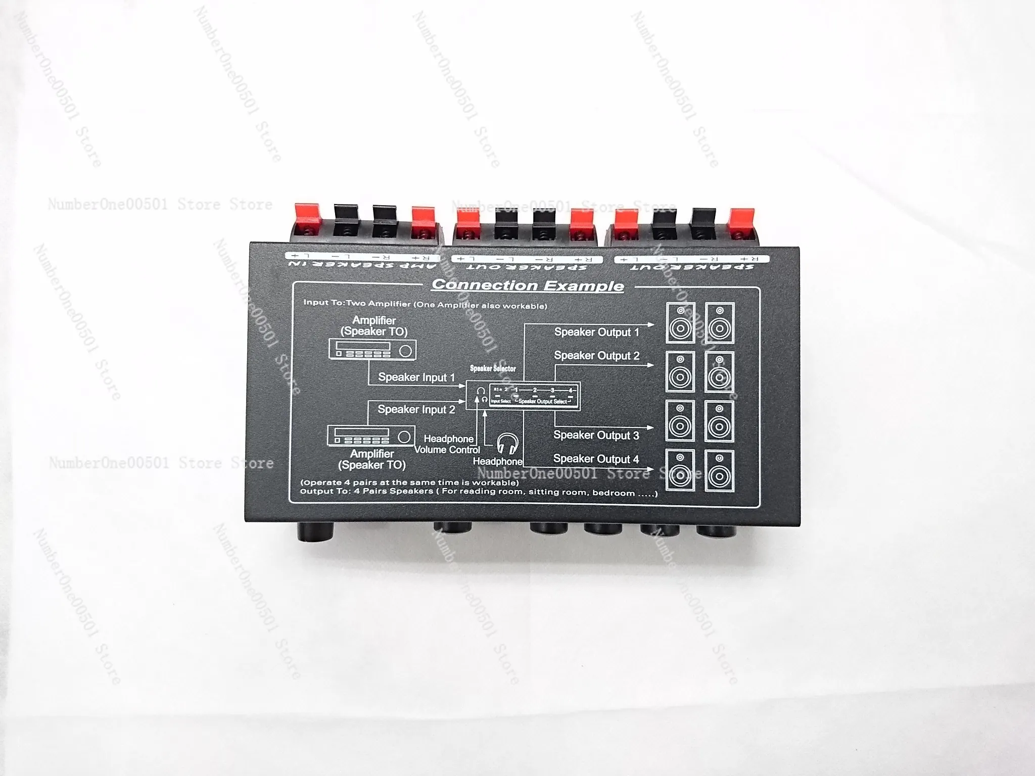 Metal two-in four-out power amplifier audio switch selector (speaker amplifier controller)