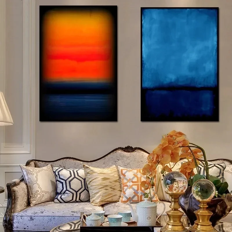 Minimalist Color Wall Art Mark Rothko Blue Orange Hd Picture Canvas Print Art Poster Modern Living Room Home Decor No Frame