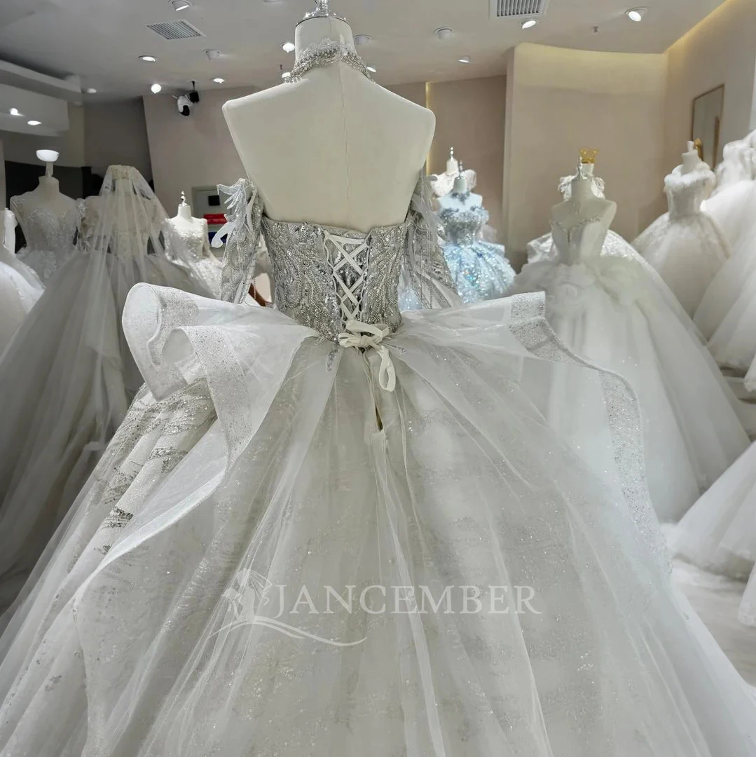 Abito da sposa invernale a maniche lunghe Bedad di lusso personalizzato 2025 Nuovo Vestido De Noiva per abito da sposa Plus Size Lunghezza pavimento