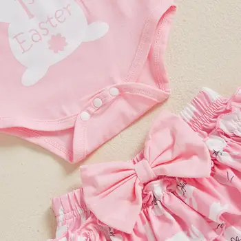 0-18 חודשים תינוקת ילדות קטנות בגדי ארנב פסחא Romper שרוול ארוך + תחתונים חצאית טוטו + גרביים + סרט לראש 4 יחידות 6 best sales תלבושת פסח לתינוק - №5