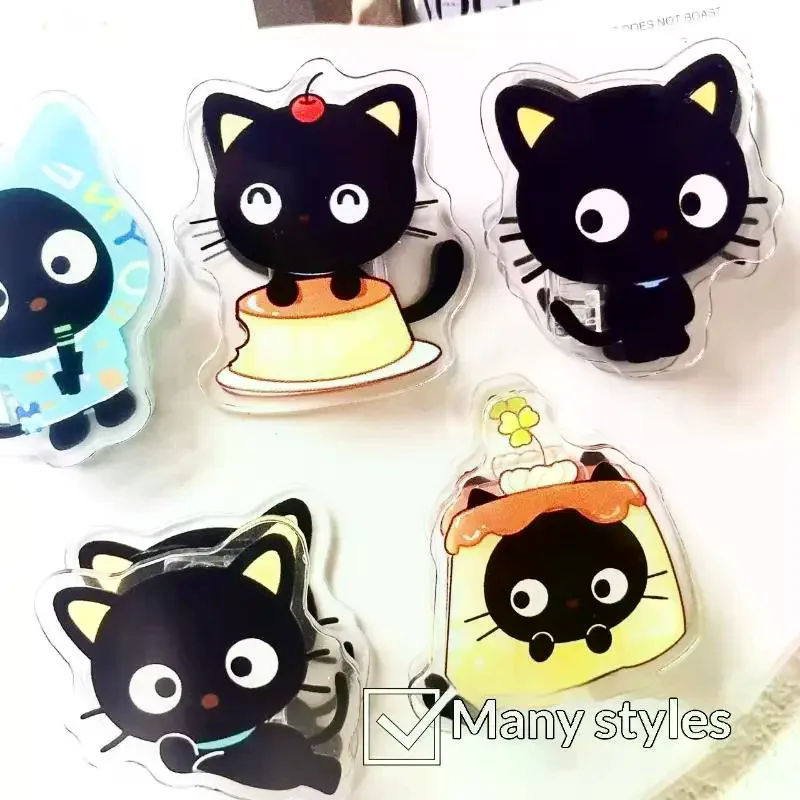 Cartoon Black Cat Double Sided Acrylic Paper Clips Cute Journal Scrapbook Decor Clips Office Stationery Gift 5Pcs/Set