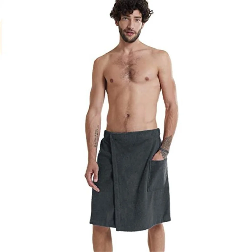 Albornoces suaves para hombre, ropa cómoda para el hogar, vestido de baño y camisón de Color sólido, albornoz portátil, toallas y bolsillo