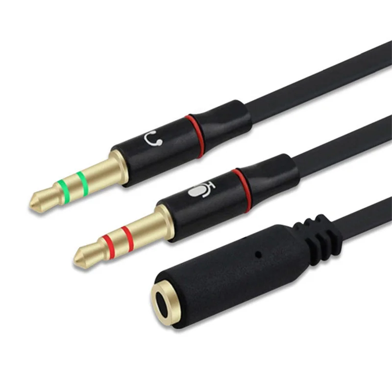 3.5mm 1 Female to 2 male AUX Audio Cable Mic Splitter Cable Earphone Headphone Adapter Cable for Phone pad Mobile