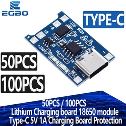 50PCS/100PCS EGBO Lithium Charging board 18650 module Type-C 5V 1A Charging Board Protection Dual Functions tp4056