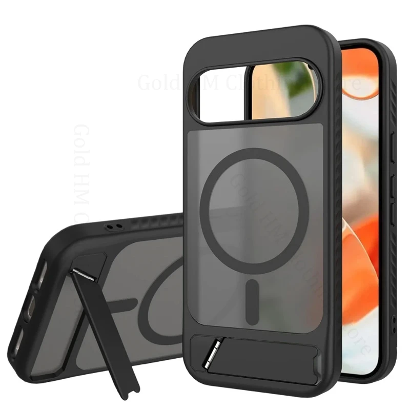 

Magnetic Matte Phone Kickstand Case For Google Pixel 10 Pro XL For Magsafe Shockproof Translucent Cover For Google Pixel 9Pro XL