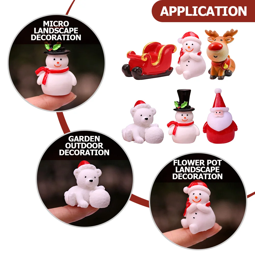 6 قطعة تماثيل سانتا عيد الميلاد الراتنج مصغرة ديكور لحديقة المنزل مكتب عيد الميلاد حفلة داخلي في الهواء الطلق الديكور احتفالي صغير