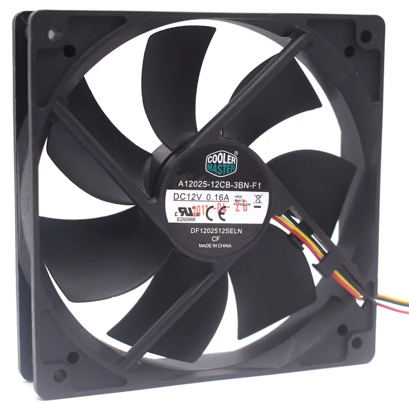 For Cooler Master A12025-12CB-3BN-F1 DC 12V 0.16A 12cm 12025 120x120x25mm 1.92W 1000RPM Cooling Fan