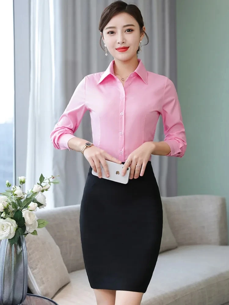 White Shirt Women Polyester Cotton Shirts for Women Long Sleeve Blouse Women Dress Shirts Fashion Female Clothing OL Womens Tops