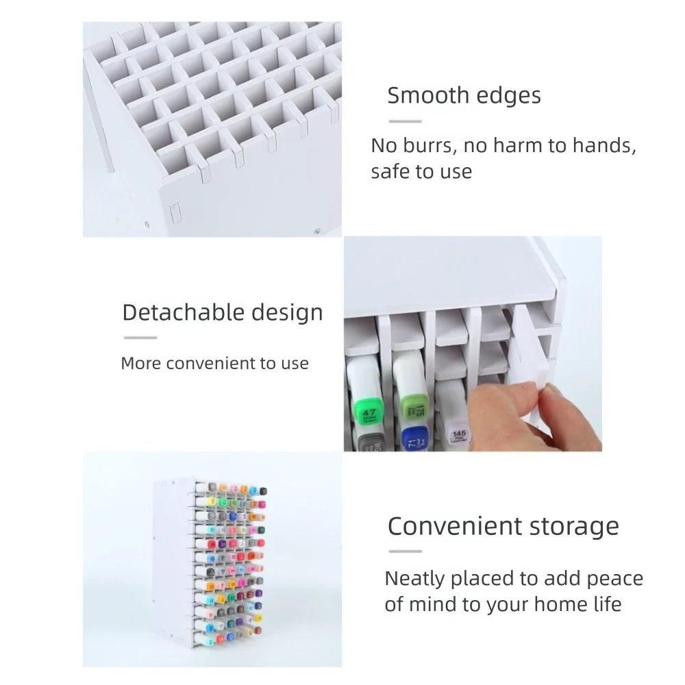 New PVC Art Marker Rack 72/120/180/240 Grids Large Capacity Mark Pen Storage Box Multi Slots Brush Storage Rack Art Tools