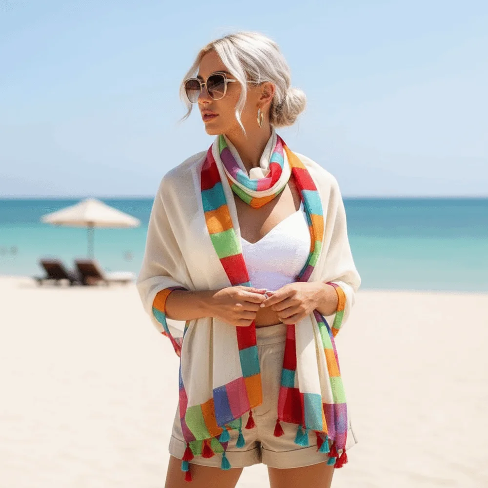 pashmina-com-franjas-e-borda-arco-Iris-lenco-de-linho-com-borlas-leve-respiravel-color-block-protecao-solar-sarong-para-praia