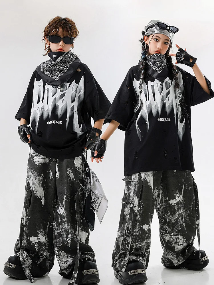 Jungen Hip Hop Tanzkleidung Hübsche Baggy Street Kleidung Mädchen Jazz Performance Kostüm Kinder Poppin Breaking Dancewear BL15925
