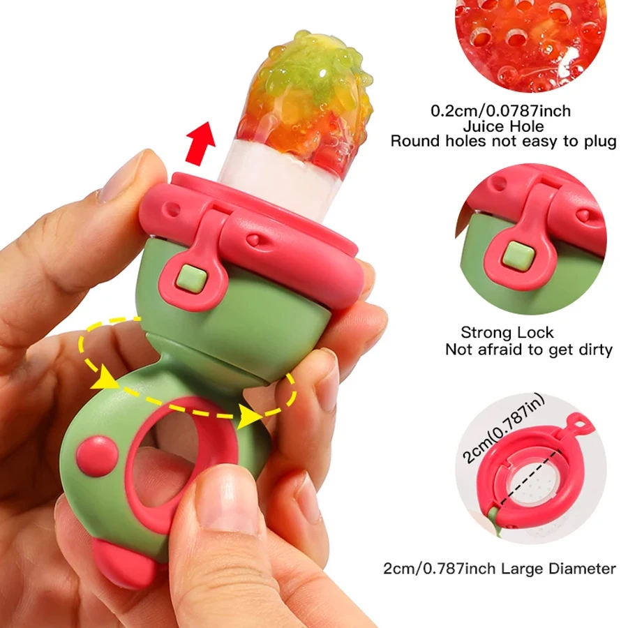 1Pc Dinosaur Push-Pop Feeder, Infant Fruit & Veggie Teether, Baby Fruit Feeder, Push-Type Food Feeder, Silicone Teething Feeder