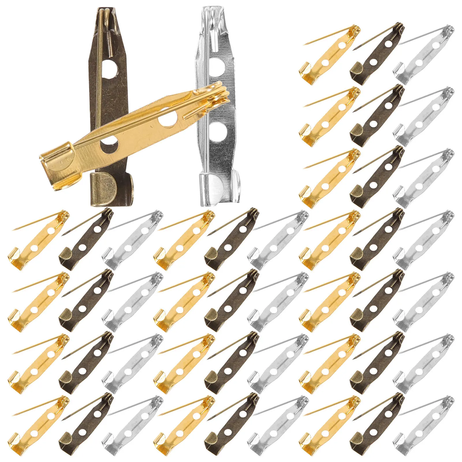 

150Pcs Brooch Pin Backs Safety Clasps Metal Bar Pins DIY Crafts Brooch Accessories for Sewing Fabric Badge Making