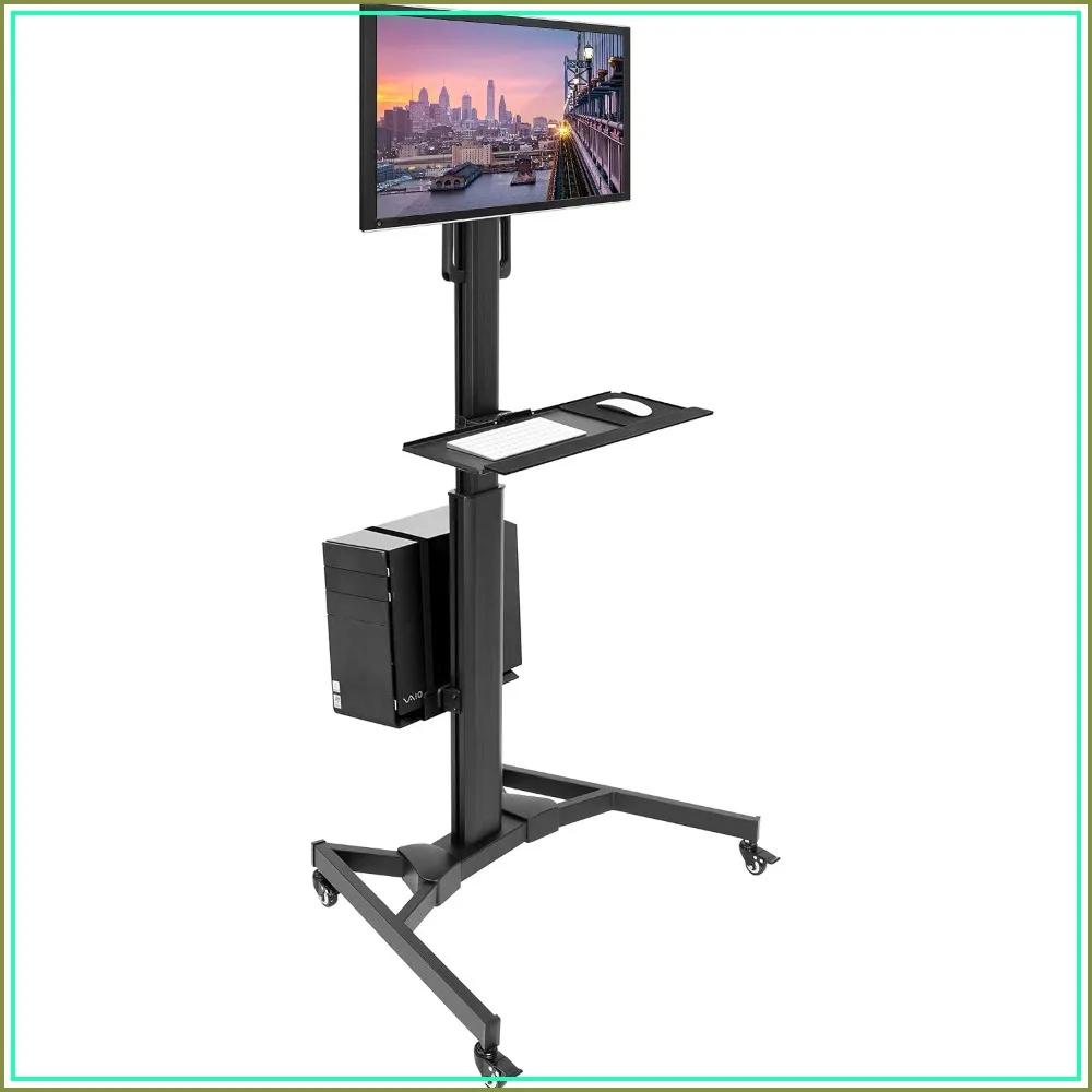 office deskMobile Computer Desk Cart with Monitor Mount, Keyboard Tray, CPU Holder, 63.5