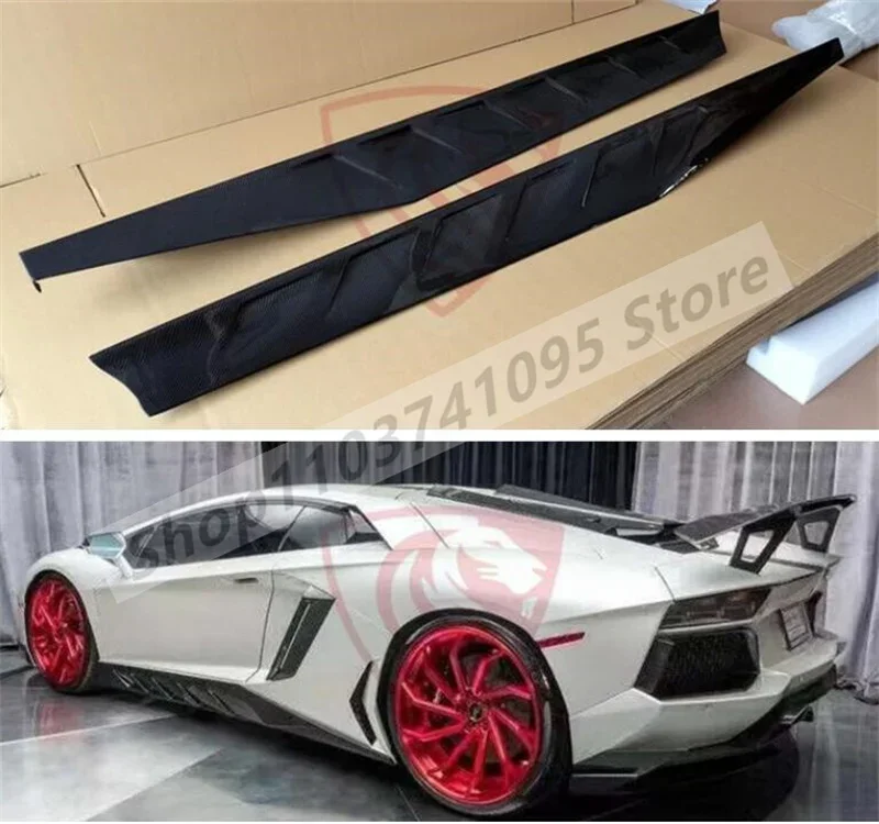 Real Carbon Fiber Side Extension Body Skirts Kit Lip Cover For Lamborghini Aventador LP700 LP720 Upgrade Nio Style