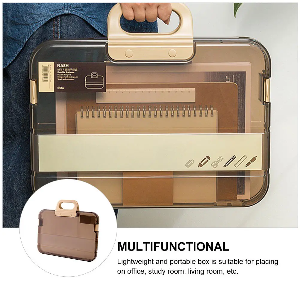 1pc A4 File Box Waterproof Document Organizer For Office Home Study Filer Storage Box Documents Case Folder