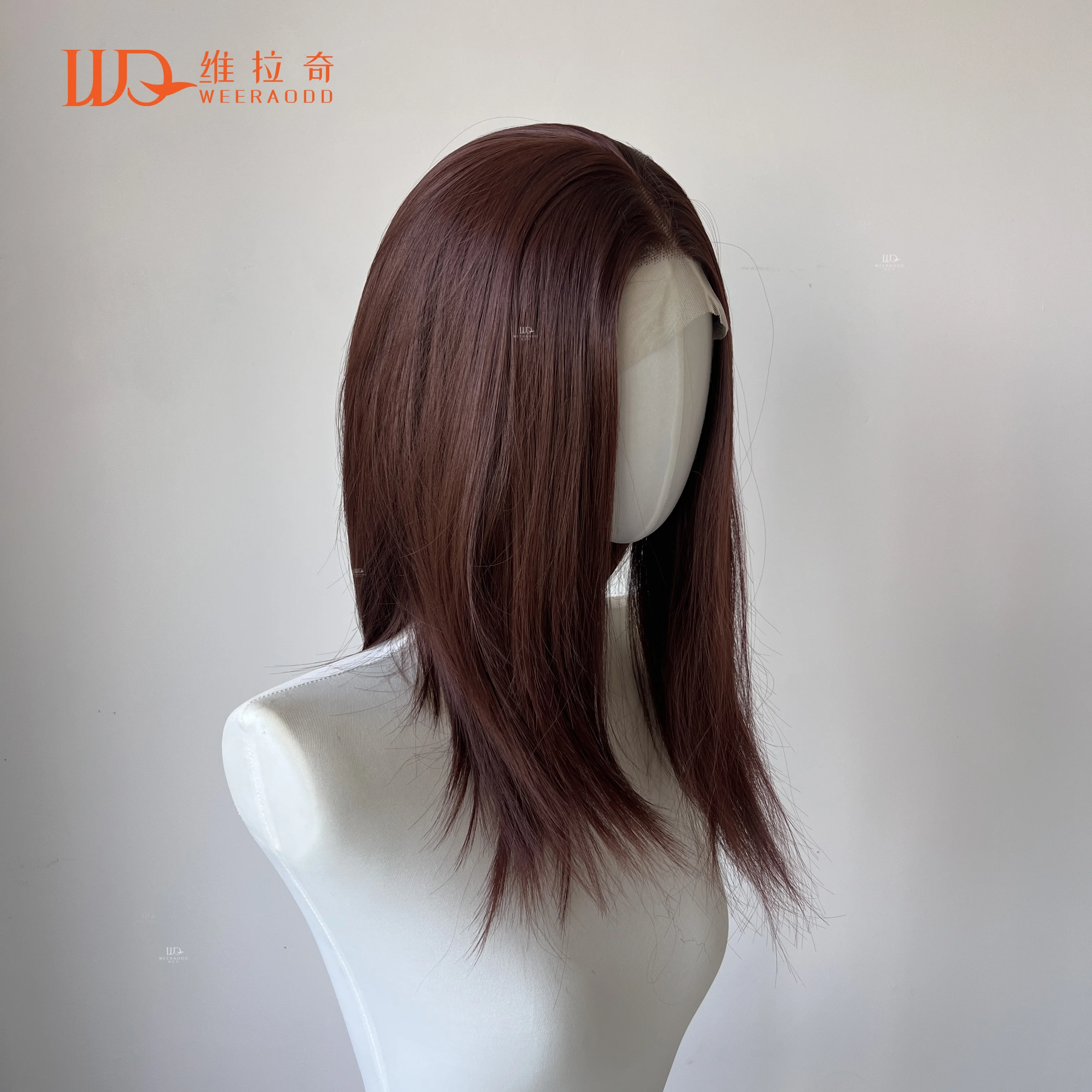 

Reddish Brown Shoulder Length Synthetic Lace Front Wigs for Women 13x4 Glueless Synthetic Wigs 150% Density Natural Hairline