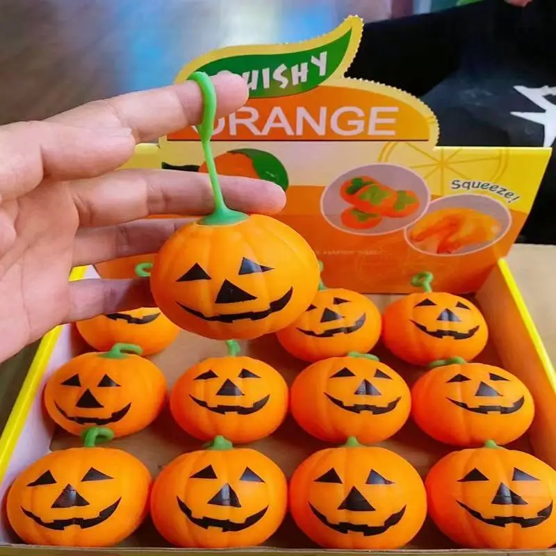 Halloween Lantern Pumpkin Squeeze Ball Slow Rebound Anti Balls Squishy Stress Relief Fidget Toy Kids Party Prank Gift