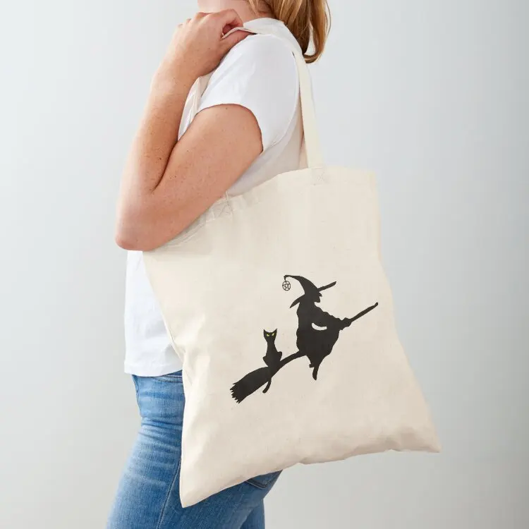 

Witch on a Broom silhouette Tote Bag Woman shopper bag Customizable tote bag tote screen eco pack